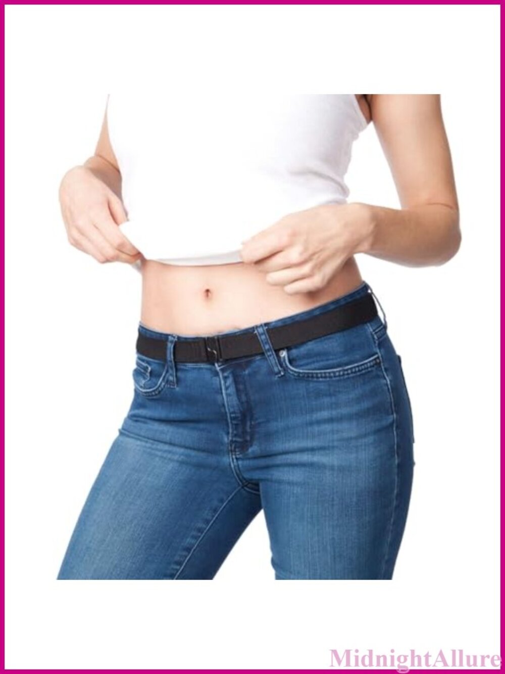 No Show Invisible Stretch Belt Metal-Free Flat Clasp Adjustable